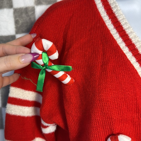 No comment NYLA medium Christmas, candy, cane cardigan, red white striped - Picture 4 of 12
